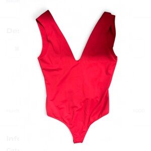 Free People Red V-Neck Bodysuit